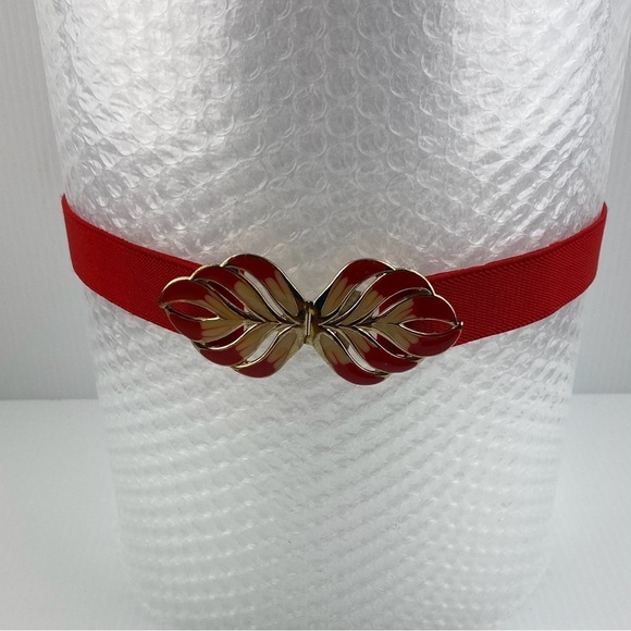 Vintage Stretch Belt Red Flames Clasp Adjustable Length - Picture 3 of 6